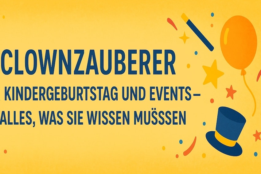 Bunter Blogbanner mit Titeltext für Clownzauberer Blogartikel