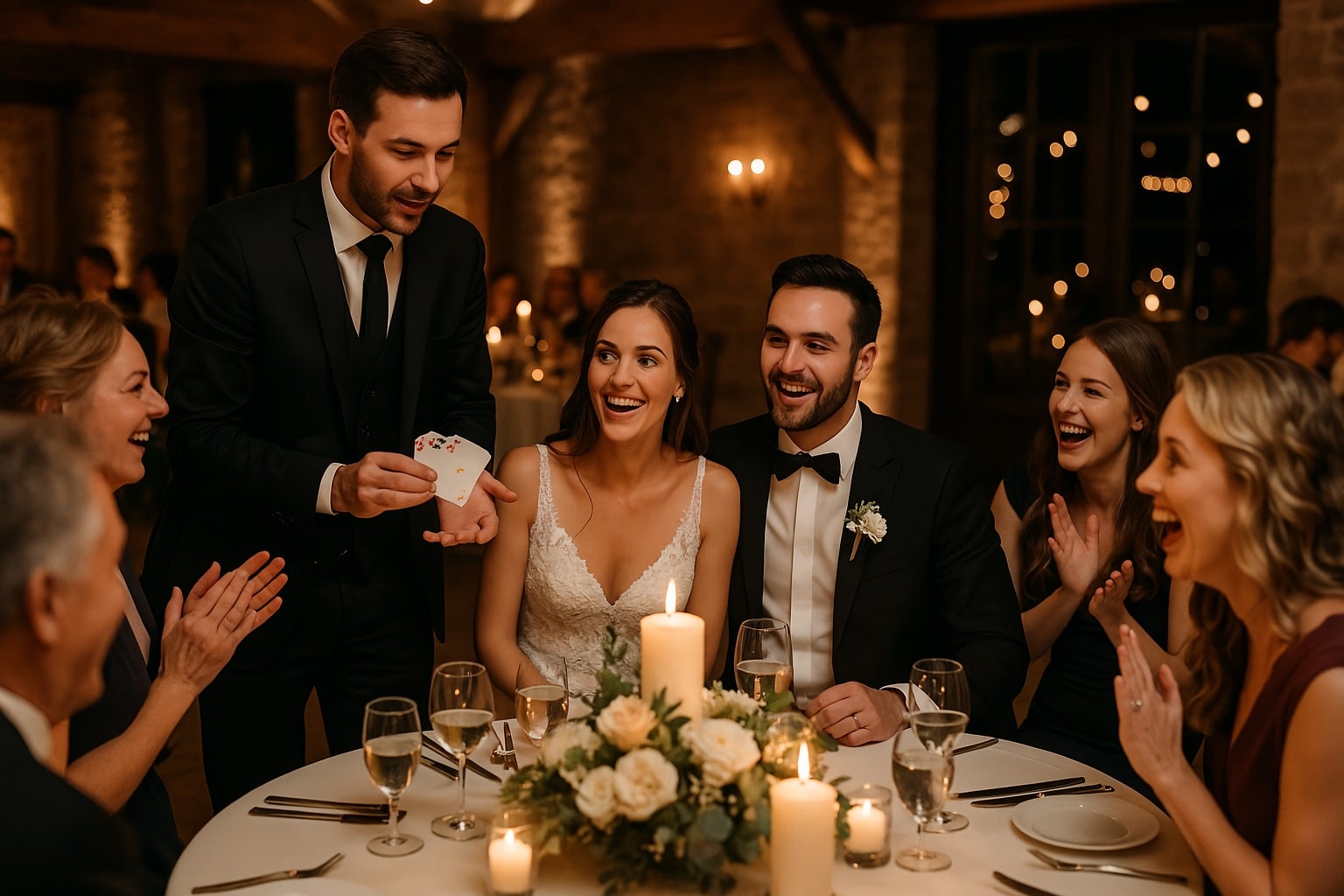Hochzeitszauberer Oliver Henke unterhält die Gäste einer Hochzeit